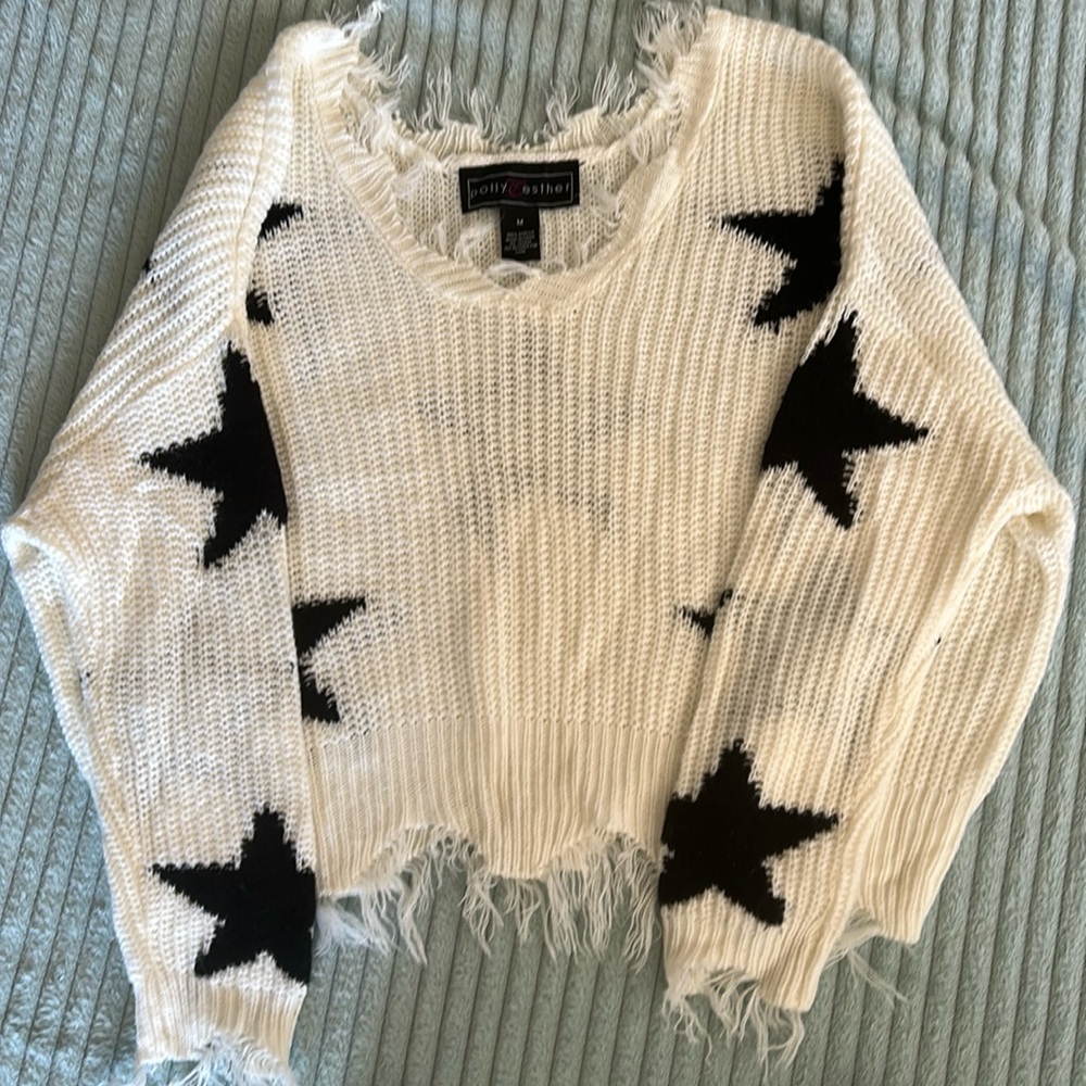 Holly & Esther distressed star sweater.